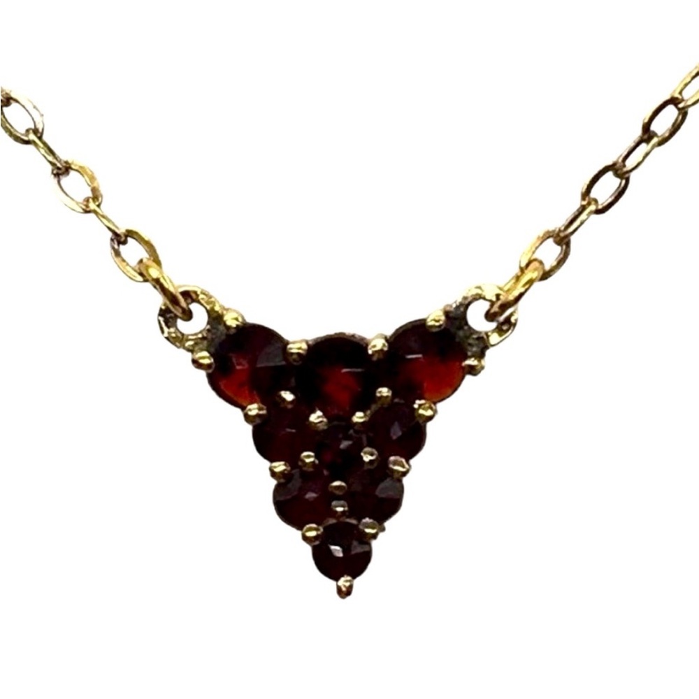 Garnet Gold and Sterling Silver Necklace Pendant Vintage
